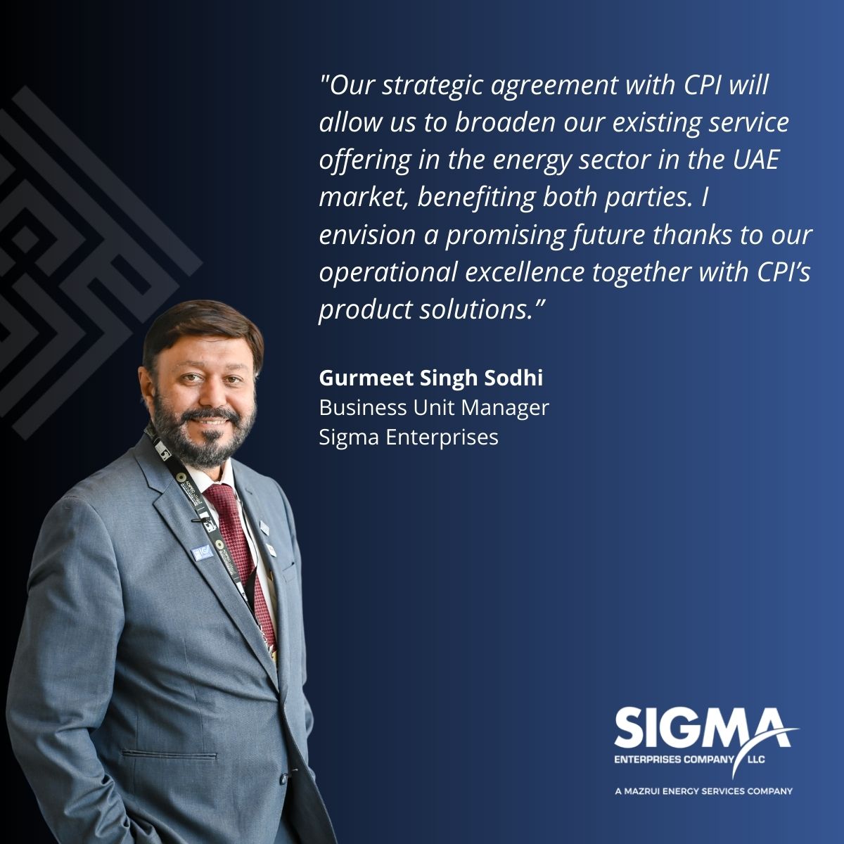 Sigma Enterprises Announce Local Representation Partnership With Cpi 